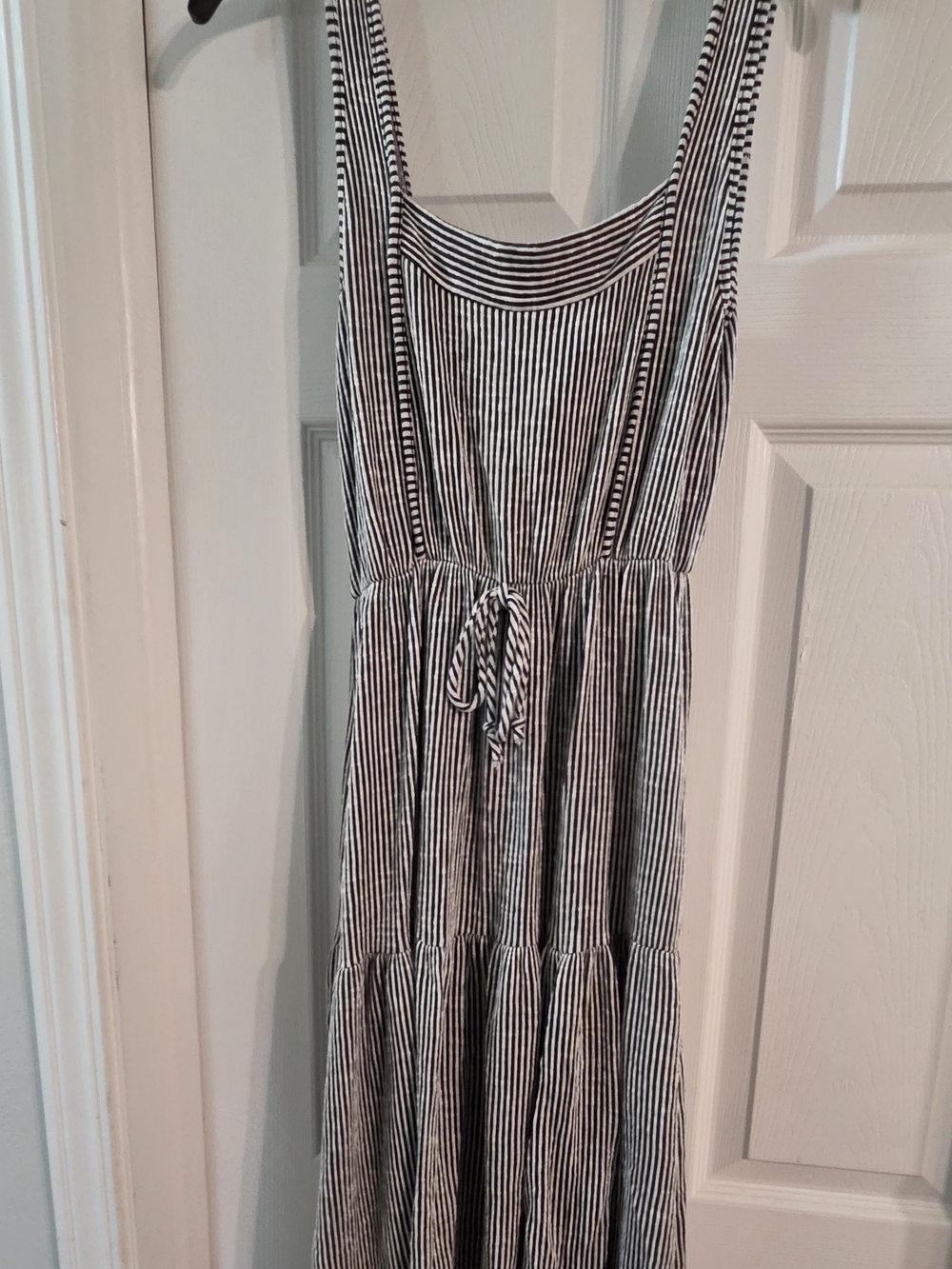 *Caution To The Wind Black and White Striped Sleeveless Maxi Dress